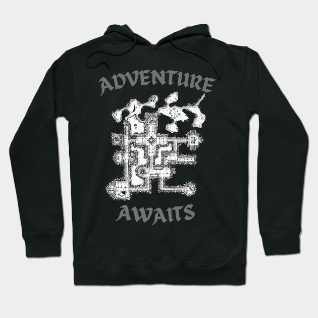 Adventure Awaits! Dungeons & Dragons DnD Print Hoodie by DungeonDesigns